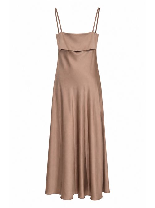 Abito lungo in raso fluido Mocha D. Exterior | 626616MOCH